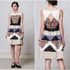 ANTHRO LEIFNOTES “Ivete” Patchwork Floral Fit and Flare Dress Size 0